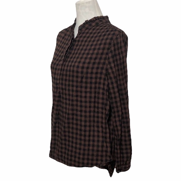 Beach Lunch Lounge Plaid Flannel Popover Blouse - Picture 7 of 13